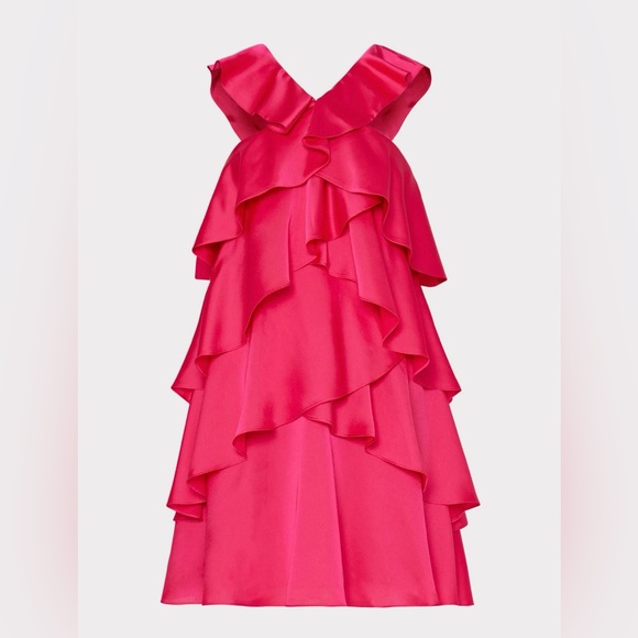 NWT Milly Lexi Satin Ruffle Dress - Sz. 4 - Picture 2 of 9